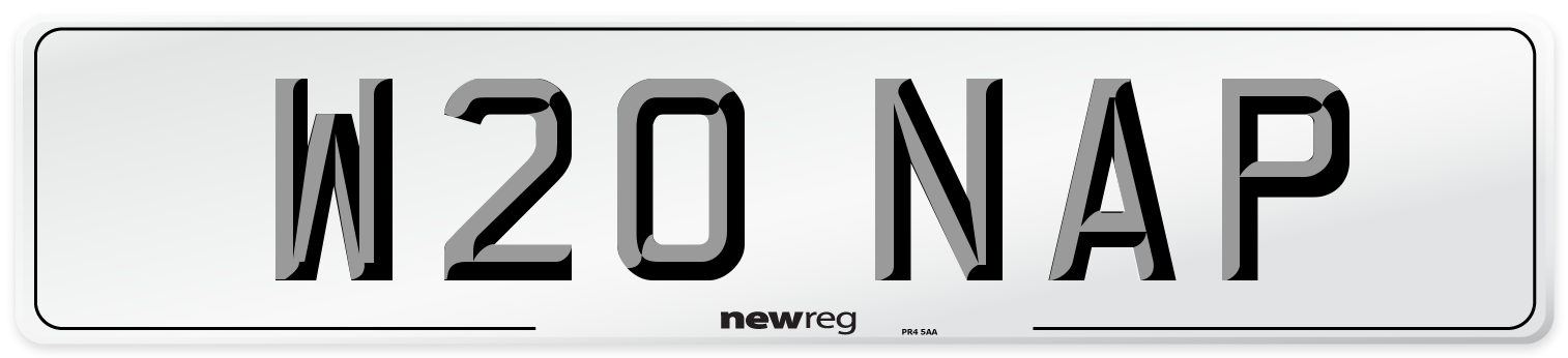 W20 NAP Number Plate from New Reg